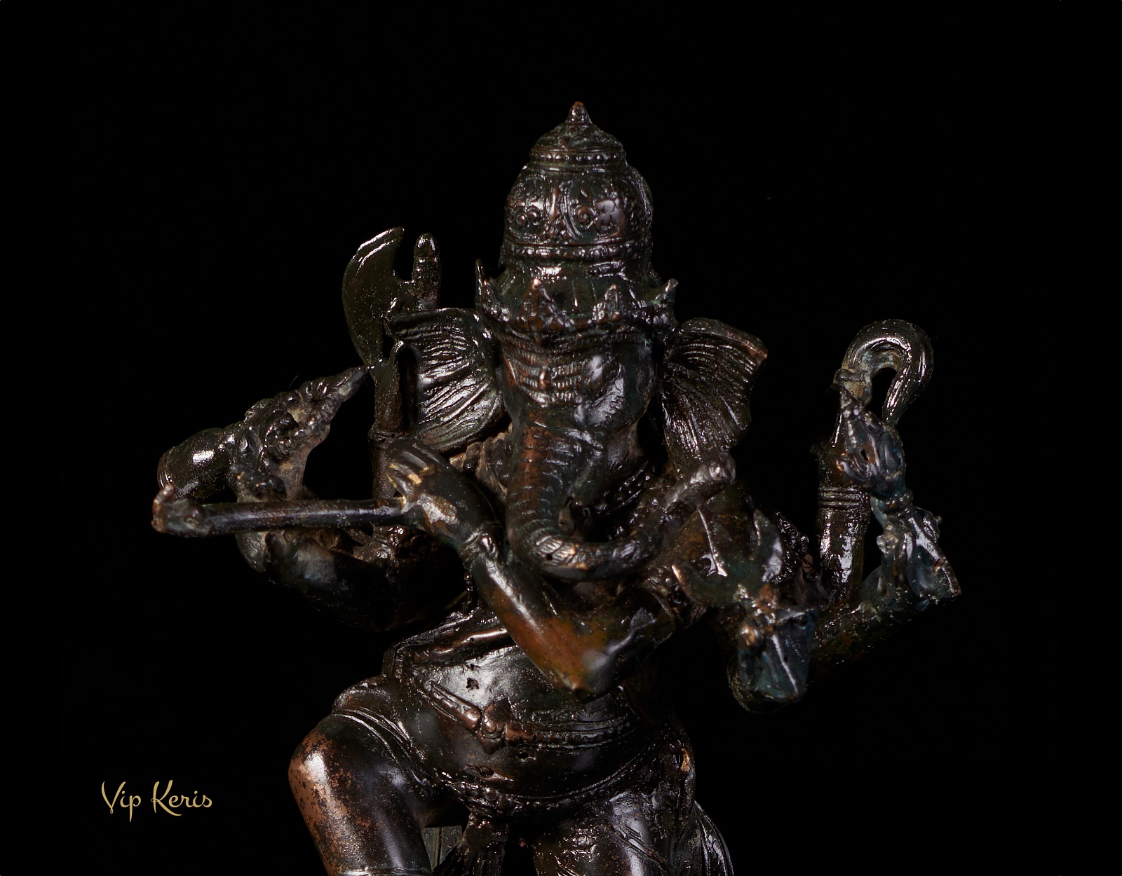 Старинная статуя танцующего Ганеши с флейтой, 30см фото VipKeris
