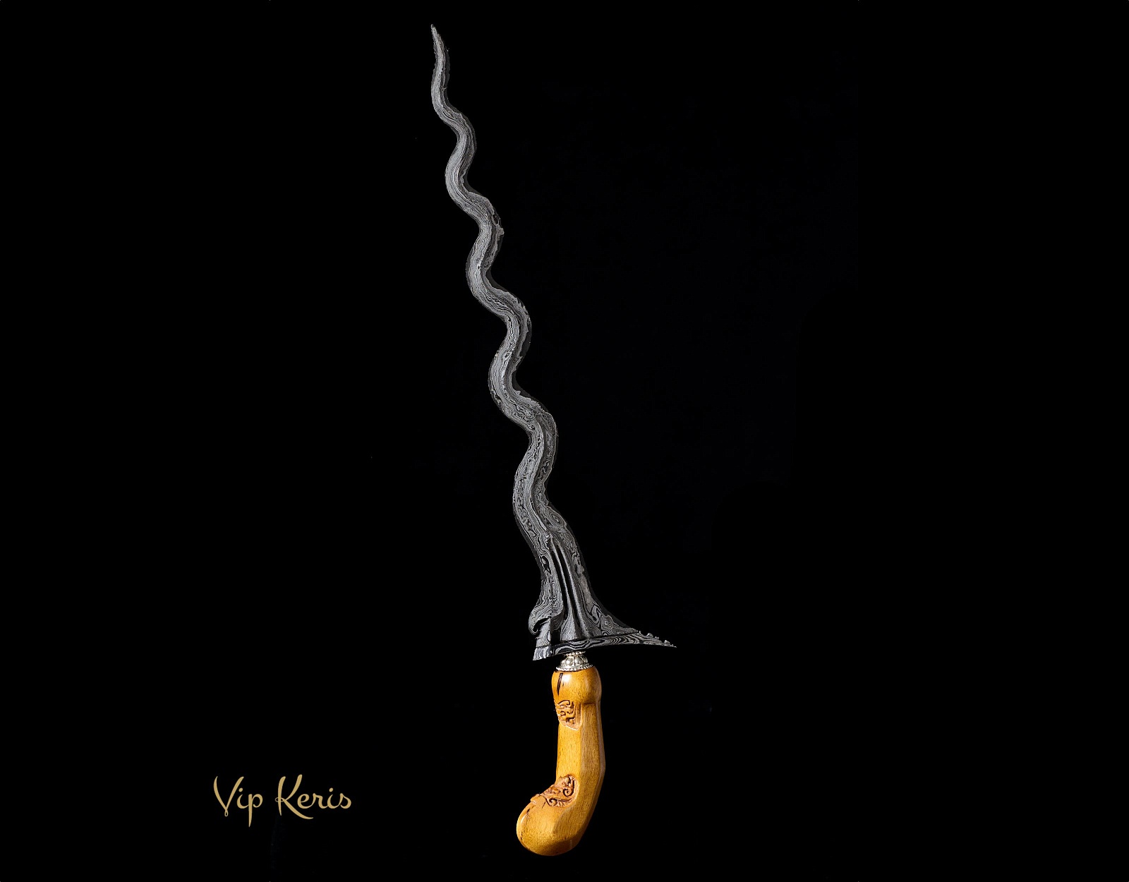 Метеоритный ритуальный кинжал Крис Sabuk Inten Luk 11, Стихия Воздух, Огонь фото VipKeris