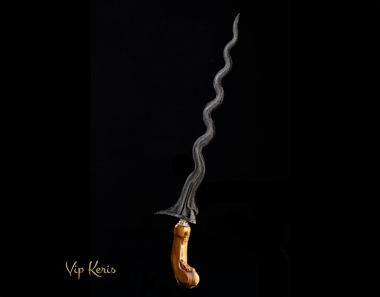 Метеоритный ритуальный кинжал Крис Sabuk Inten Luk 11, Стихия Воздух, Огонь фото VipKeris