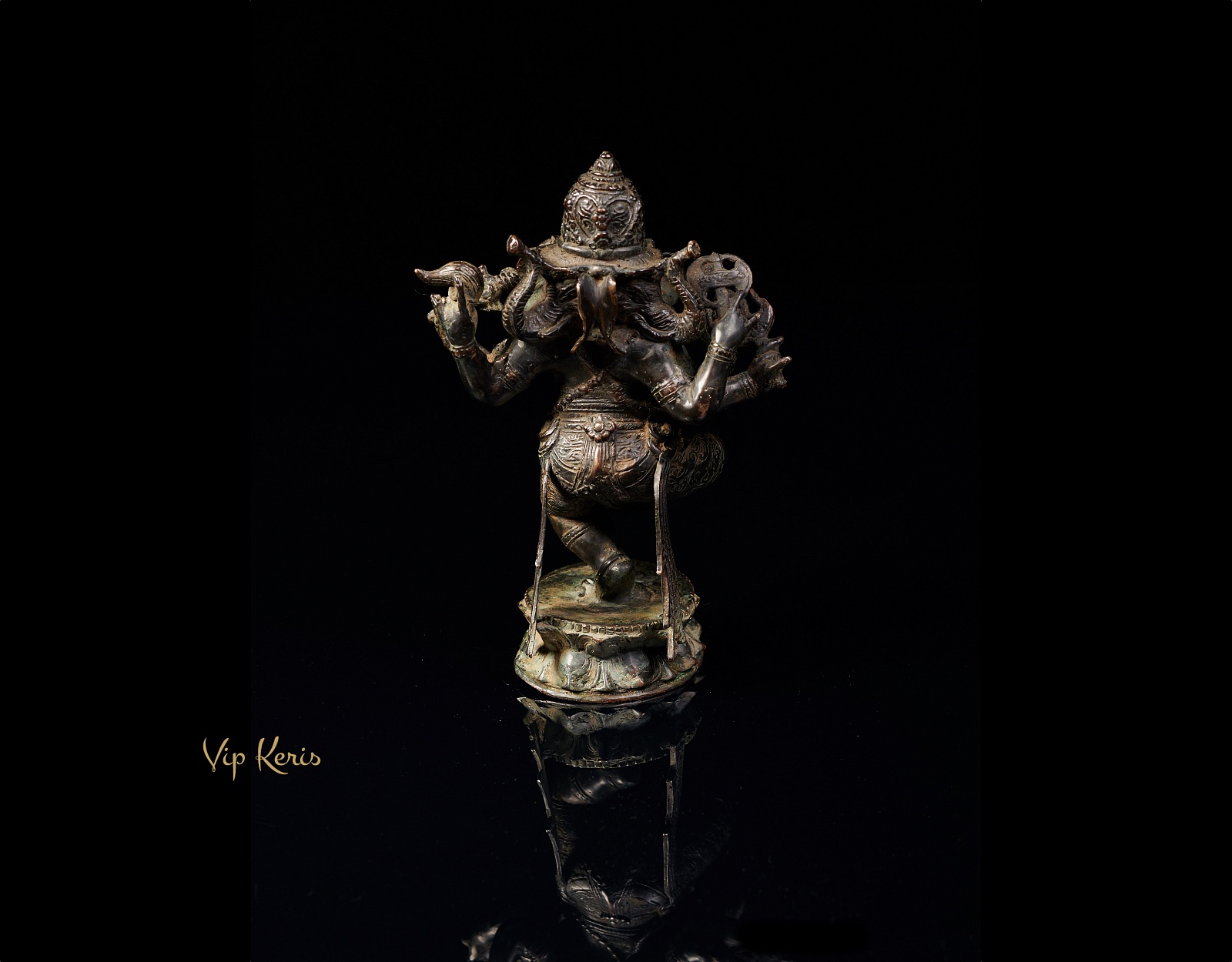 Старинная статуя трехликий Ганеша 22см, материализация. фото VipKeris