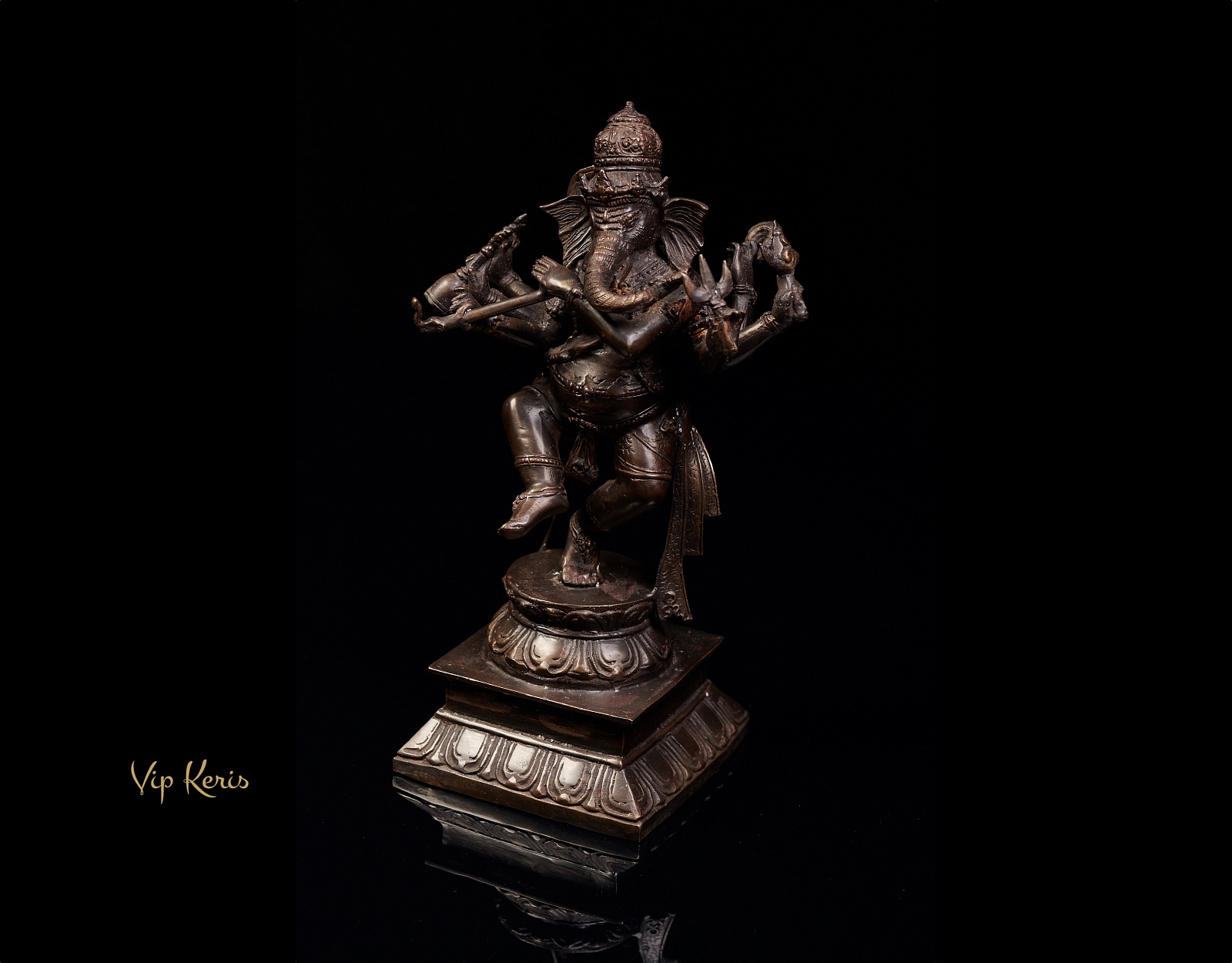 Старинная статуя танцующего Ганеши с флейтой, 30см фото VipKeris