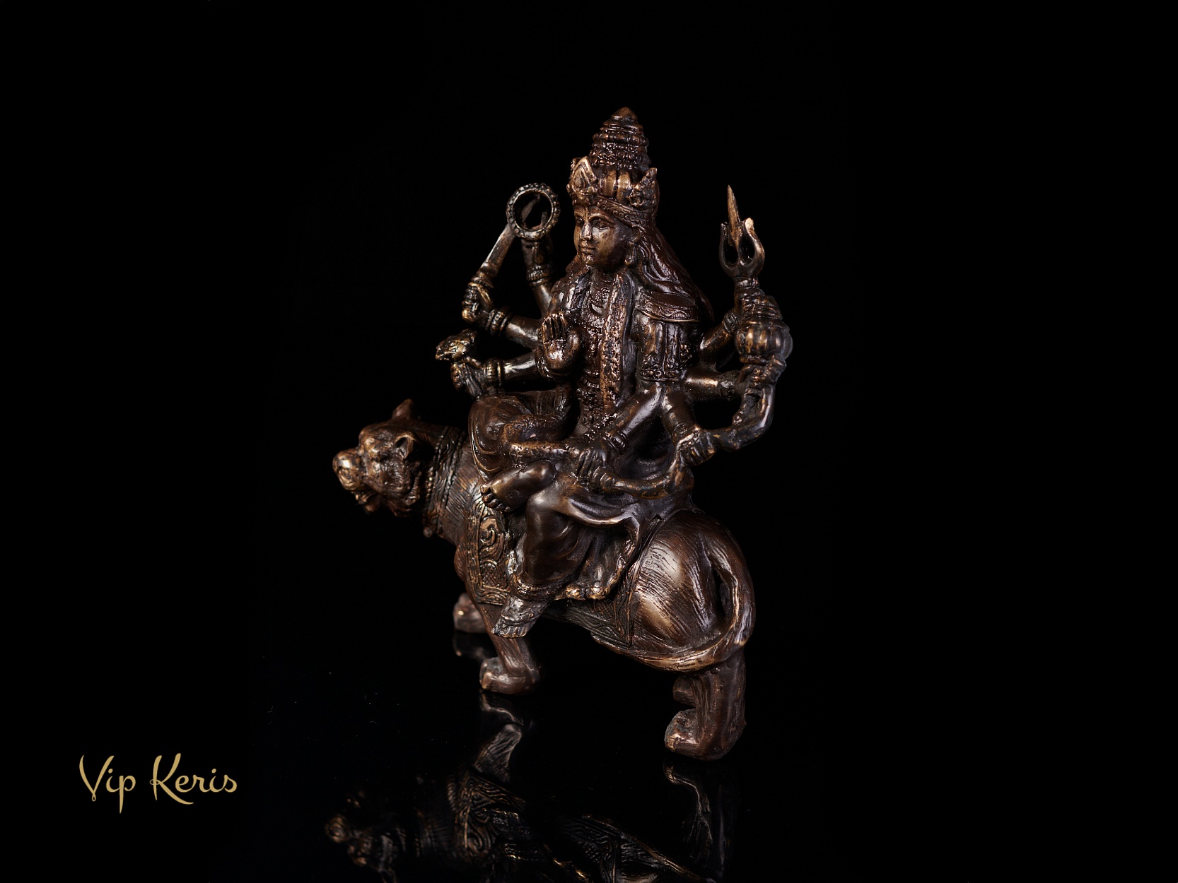 Старинная бронзовая статуэтка богиня Дурга фото VipKeris