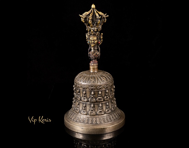 Тантрический ваджра-колокол (Гханта) с ликом Бхайравы, Непал, 47см фото VipKeris