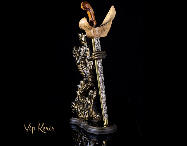 Метеоритный ритуальный кинжал Крис Sabuk Inten Luk 11, Стихия Воздух, Огонь фото VipKeris