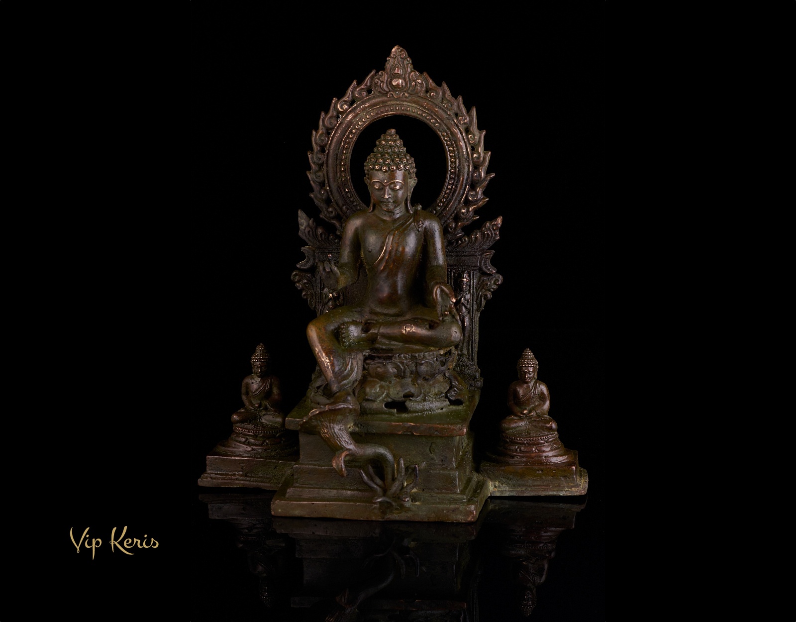 Старинная алтарная бронзовая статуя - Исцеляющий Будда медицины фото VipKeris