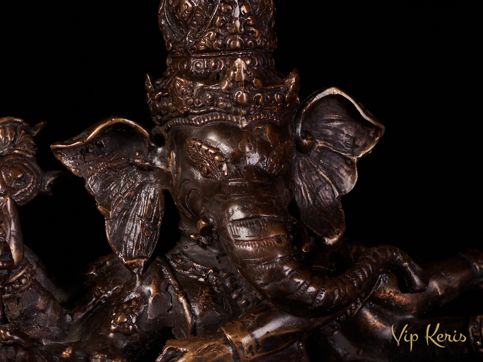 Старинная бронзовая статуя Ганеша, 23см  фото VipKeris