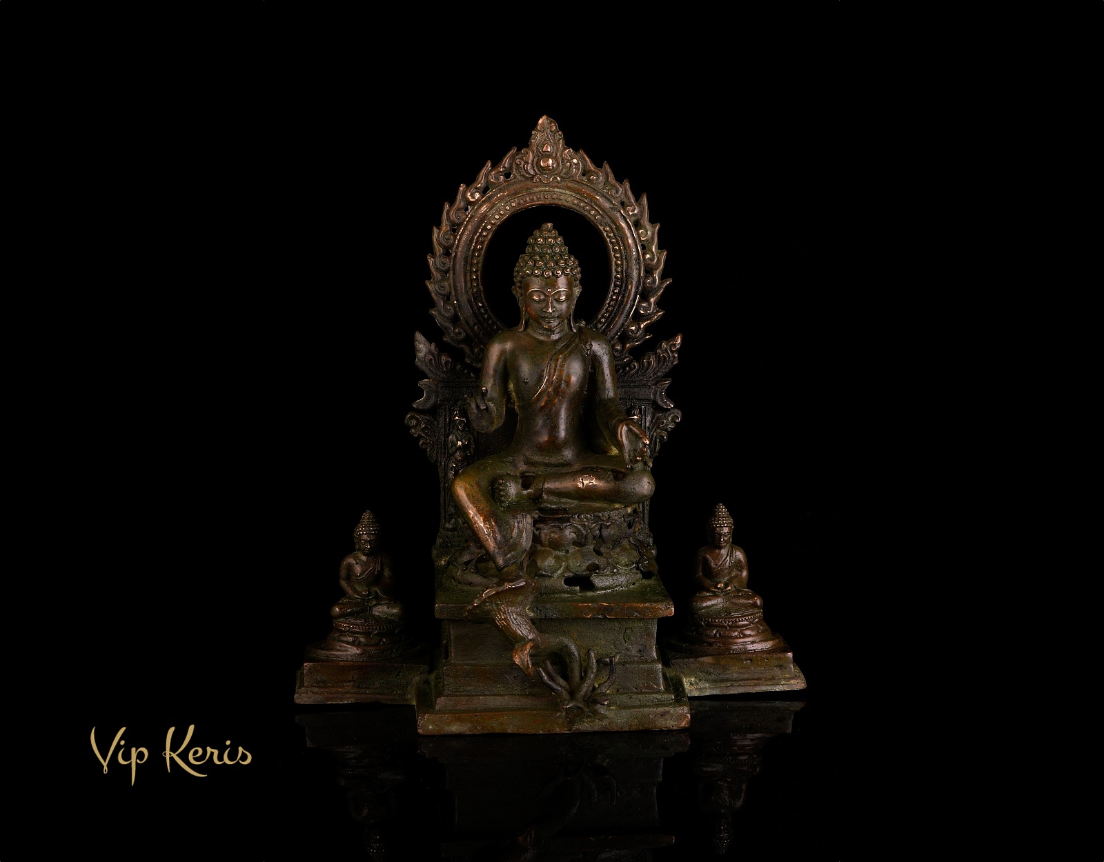 Старинная алтарная бронзовая статуя - Исцеляющий Будда медицины фото VipKeris