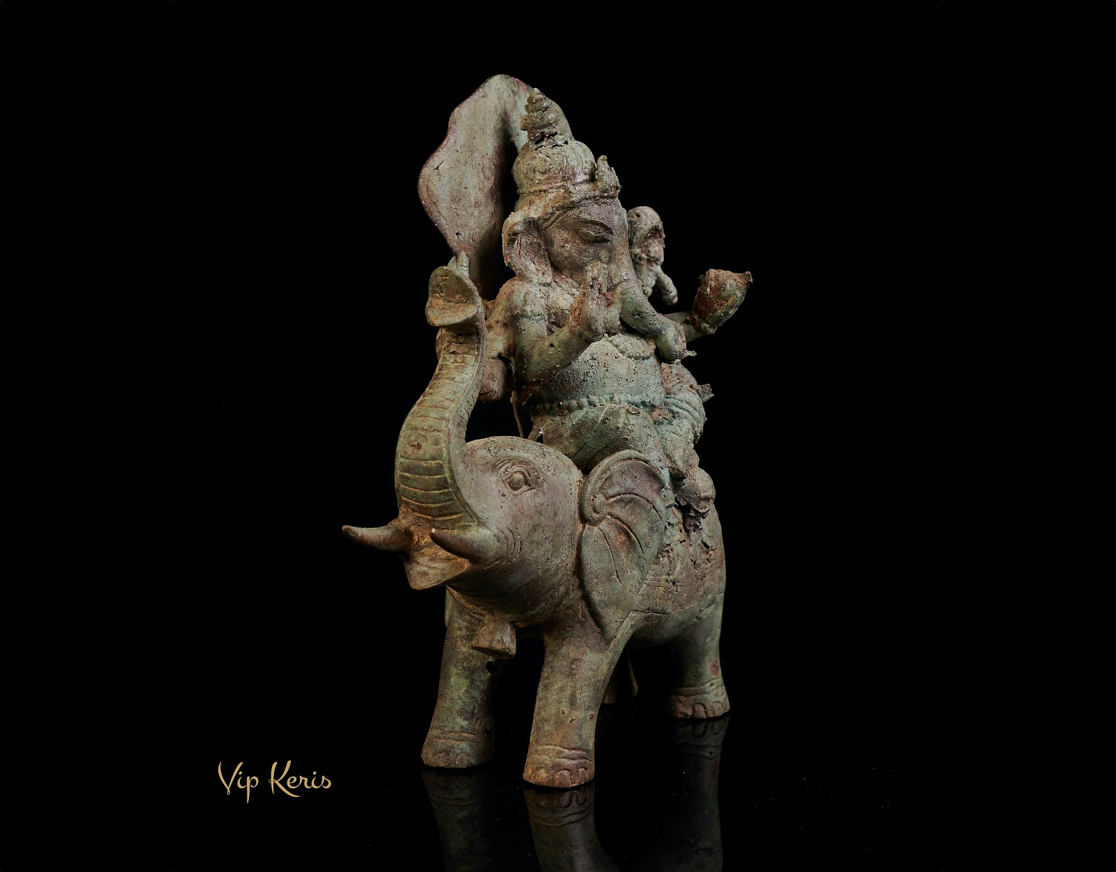 Антикварная статуя Ганеша верхом на слоне фото VipKeris