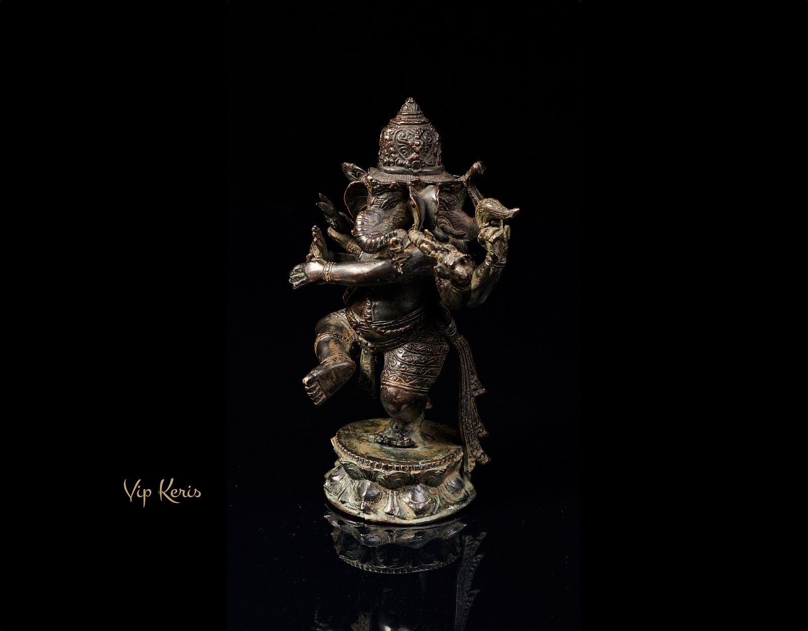 Старинная статуя трехликий Ганеша 22см, материализация. фото VipKeris